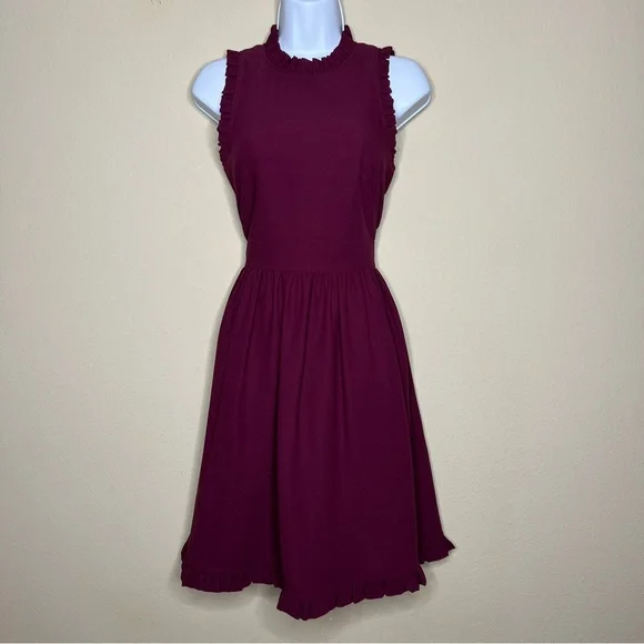 KATE SPADE Ma Cherie Ruffled Fit-and-Flare Sleeveless Day Dress - NJMU7870 -Sz 0 - Picture 3 of 12